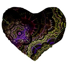Abstract Fractal Art Design Large 19  Premium Heart Shape Cushions by Wegoenart