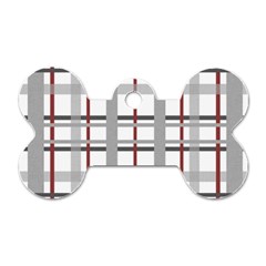 Fabric Plaid Grey Gray Burgundy Dog Tag Bone (two Sides) by Wegoenart