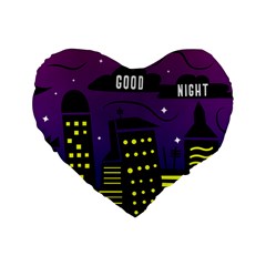 City Architecture Night Skyscraper Standard 16  Premium Flano Heart Shape Cushions by Wegoenart