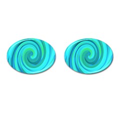 Groovy Cool Abstract Aqua Liquid Art Swirl Painting Cufflinks (oval) by myrubiogarden