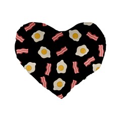 Bacon And Egg Pop Art Pattern Standard 16  Premium Heart Shape Cushions by Valentinaart