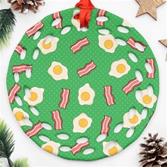 Bacon And Egg Pop Art Pattern Round Filigree Ornament (two Sides) by Valentinaart
