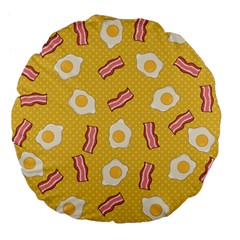 Bacon And Egg Pop Art Pattern Large 18  Premium Flano Round Cushions by Valentinaart