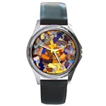 Texture Painting Plot Graffiti Round Metal Watch Front