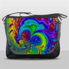 Fractal Neon Art Artwork Fantasy Messenger Bag by Pakrebo