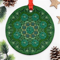 Stars Shining Over The Brightest Star In Lucky Starshine Round Ornament (two Sides) by pepitasart