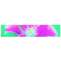 Hot Pink Stargazer Lily On Turquoise Blue And Green Small Flano Scarf by myrubiogarden