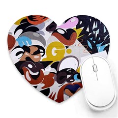 Graffiti Urban Colorful Graffiti City Wall Hip Hop Music Singers Heart Mousepads by genx