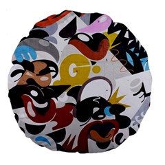 Graffiti Urban Colorful Graffiti City Wall Hip Hop Music Singers Large 18  Premium Flano Round Cushions by genx