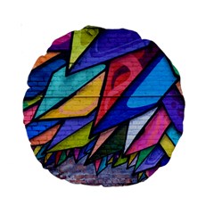 Urban Colorful Graffiti Brick Wall Industrial Scale Abstract Pattern Standard 15  Premium Round Cushions by genx