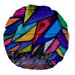 Urban colorful graffiti brick wall industrial scale abstract pattern Large 18  Premium Flano Round Cushions Back