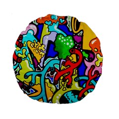 Graffiti Abstract With Colorful Tubes And Biology Artery Theme Standard 15  Premium Round Cushions by genx