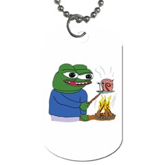 Apu Apustaja Roasting A Snail On A Campfire Pepe The Frog Pepethefrog The Helper Kekistan Dog Tag (one Side) by snek