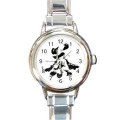 Tea Calligraphy Round Italian Charm Watch by EMWdesign
