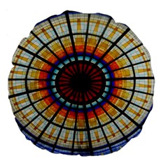 Background Stained Glass Window Large 18  Premium Flano Round Cushions by Pakrebo
