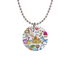 Baby Equipment Child Sketch Hand 1  Button Necklace by Pakrebo