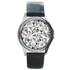 Geometric Triangle Modern Mosaic Round Metal Watch by Pakrebo