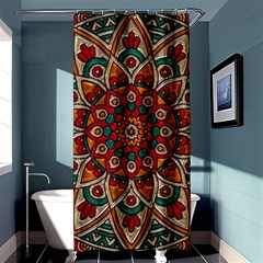 Mandala - Red & Teal Shower Curtain 36  X 72  (stall)  by WensdaiAmbrose