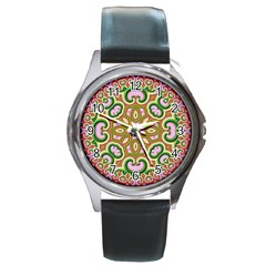 Fractal Art Pictures Digital Art Round Metal Watch by Pakrebo