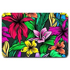 Neon Hibiscus Large Doormat  by retrotoomoderndesigns