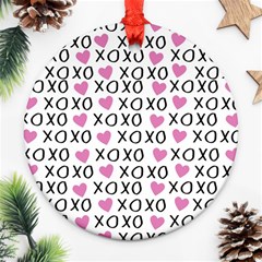Xo Valentines Day Pattern Ornament (round) by Valentinaart