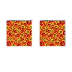 Brilliant Orange And Yellow Daisies Cufflinks (square) by retrotoomoderndesigns