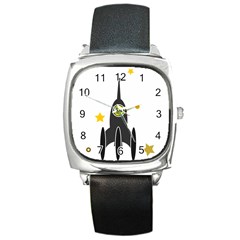Spacecraft Star Emoticon Travel Square Metal Watch by Wegoenart
