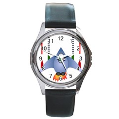 Spaceship Rocket Space Game Cosmos Round Metal Watch by Wegoenart