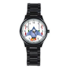 Spaceship Rocket Space Game Cosmos Stainless Steel Round Watch by Wegoenart
