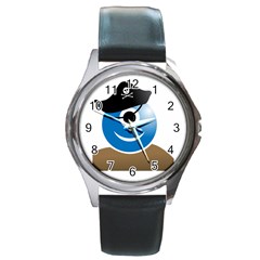 Alien One Eye Pirate Buccaneer Round Metal Watch by Wegoenart