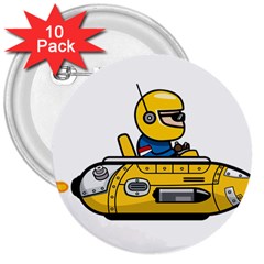 Cartoon Space Racer Galaxy Science 3  Buttons (10 Pack)  by Wegoenart