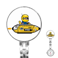 Cartoon Space Racer Galaxy Science Stainless Steel Nurses Watch by Wegoenart
