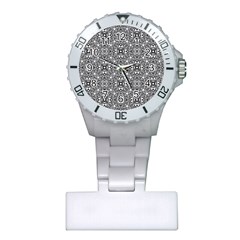 Black White Geometric Background Plastic Nurses Watch by Pakrebo