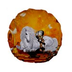 Wonderful Unicorn With Fairy Standard 15  Premium Round Cushions Front