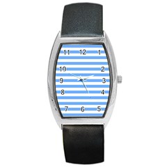Blue Stripes Barrel Style Metal Watch by snowwhitegirl