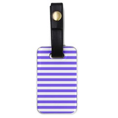Lilac Purple Stripes Luggage Tags (one Side)  by snowwhitegirl