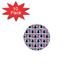 Waitress Uniform Dresses Nerdy Glasses Pattern Blue 1  Mini Buttons (10 Pack)  by snowwhitegirl