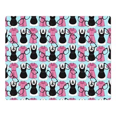 Waitress Uniform Dresses Nerdy Glasses Pattern Blue Double Sided Flano Blanket (large)  by snowwhitegirl