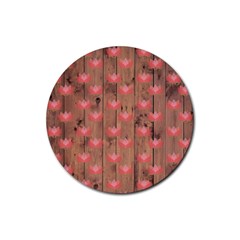 Zen Lotus Wood Wall Rubber Coaster (round)  by snowwhitegirl