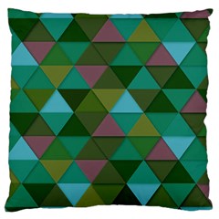 Green Geometric Large Flano Cushion Case (one Side) by snowwhitegirl