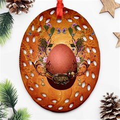 Wonderful Steampunk Easter Egg With Flowers Oval Filigree Ornament (two Sides) by FantasyWorld7