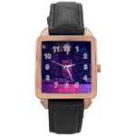Architecture Home Skyscraper Rose Gold Leather Watch  Front