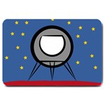 A Rocket Ship Sits On A Red Planet With Gold Stars In The Background Large Doormat  30 x20  Door Mat
