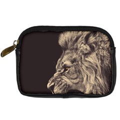 Angry Male Lion Digital Camera Leather Case by Sudhe