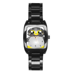 Cute Penguin Animal Stainless Steel Barrel Watch by Sudhe