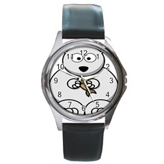 Bear Polar Bear Arctic Fish Mammal Round Metal Watch by Sudhe