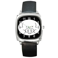 Pig Logo Square Metal Watch by Sudhe