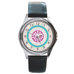 Mandala Design Arts Indian Round Metal Watch by Sudhe