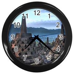 Borobudur Temple  Morning Serenade Wall Clock (black) by Sudhe