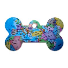 Globe World Map Maps Europe Dog Tag Bone (two Sides) by Sudhe